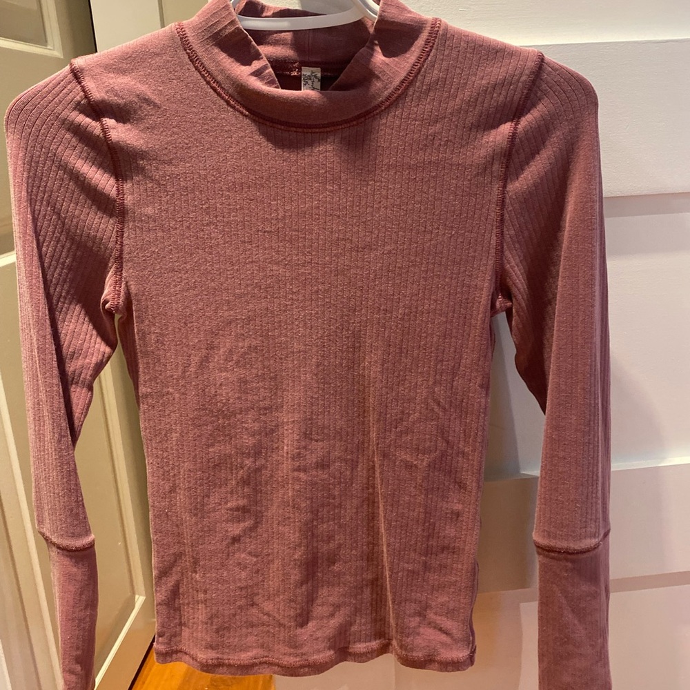 Free people Ribbed Long Sleeve Top in Mauve
